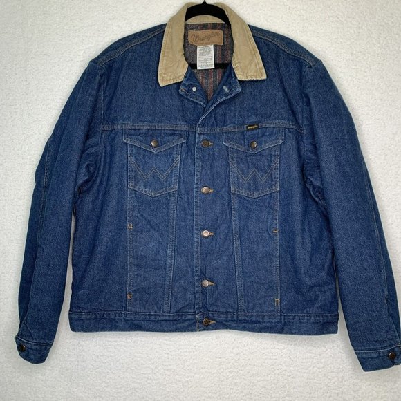 Wrangler Other - Vintage Wrangler Mens 46 Blanket Lined Trucker Denim Jacket with Corduroy Collar